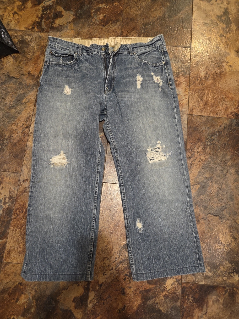 Denim&Co Distressed Light Blue Relaxed Fit Jeans